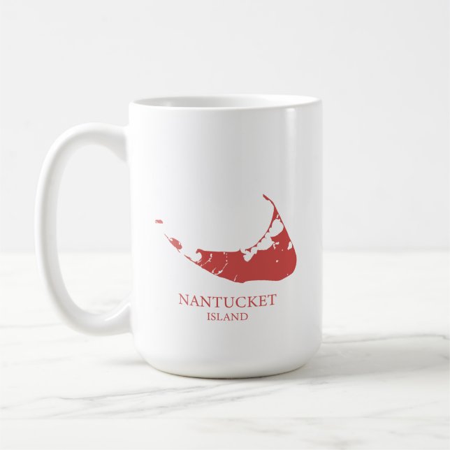 Taza De Café Mapa de la isla Nantucket Nantucket rojo (Izquierda)