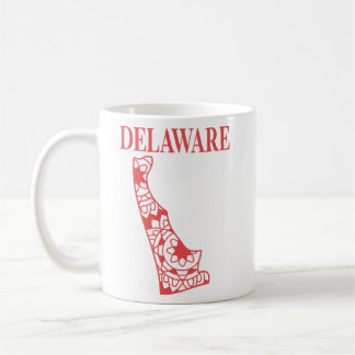 Taza De Café Mapa de la Mandala estatal de Delaware, Hecho en D