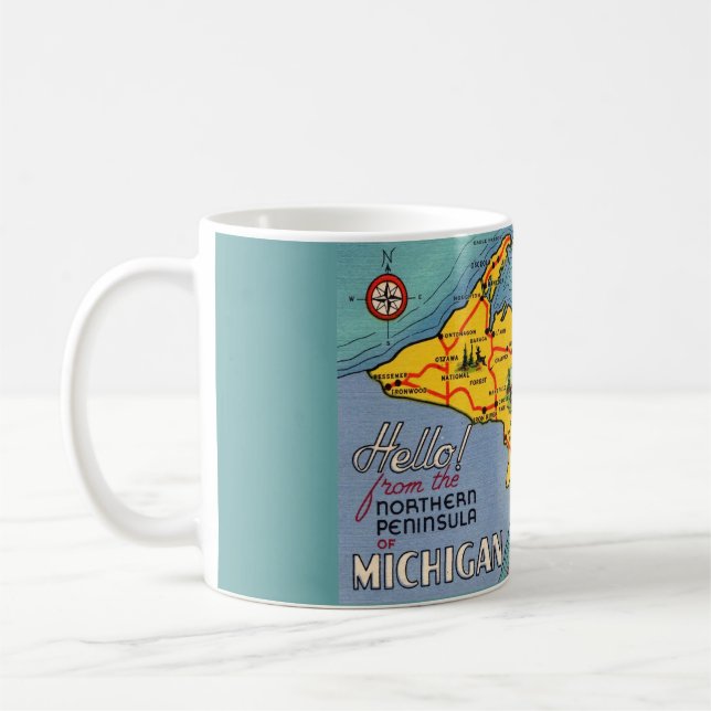 Taza De Café Mapa de la península del norte de Michigan (Izquierda)