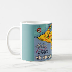 Taza De Café Mapa de la península norte de Michigan