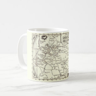 Taza De Café Mapa de la región de los lagos de Rangeley en Main