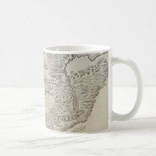 Taza De Café Mapa de la tierra entre Auckland y el río de