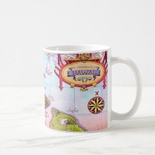 Taza De Café Mapa de las hermosas islas hawaianas