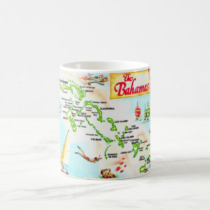 Taza De Café Mapa de las Islas Bahama de las Islas Vintage Mug