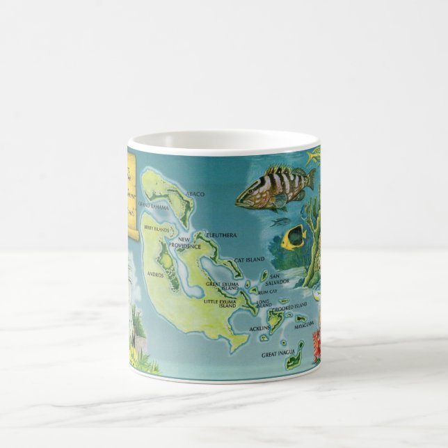 Taza De Café Mapa de las Islas Bahamas (Centro)