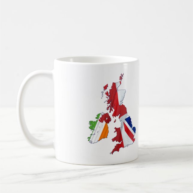 TAZA DE CAFÉ MAPA DE LAS ISLAS BRITÁNICAS Y BOLSA DE CAFÉ (Izquierda)
