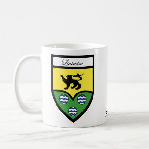 Taza De Café Mapa de Leitrim del Condado y Escudo Mugs