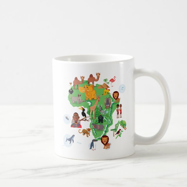 Taza De Café Mapa de los animales de África (Derecha)