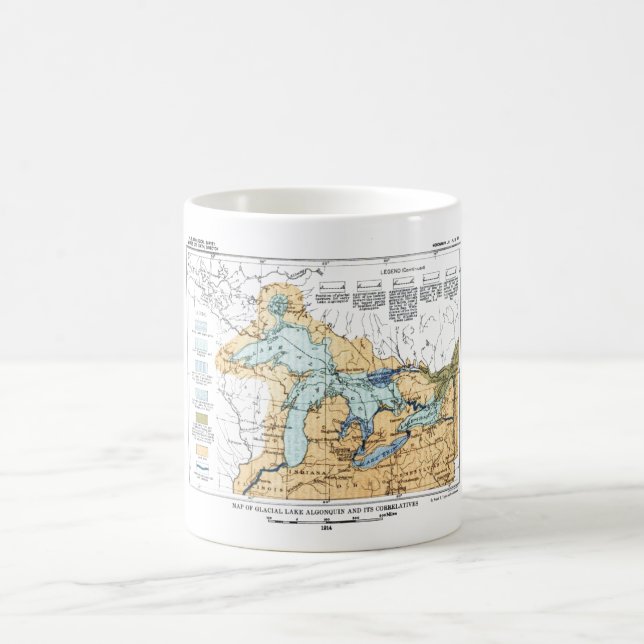 Taza De Café Mapa de los Grandes Lagos (Centro)