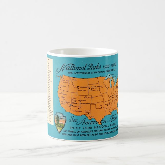Taza De Café Mapa de los Parques Nacionales de América (Centro)
