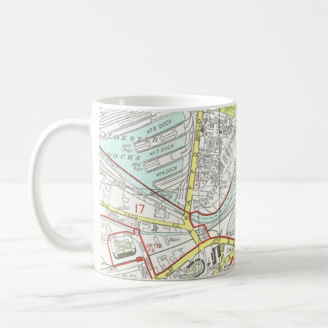 Taza De Café Mapa de Manchester (Izquierda)