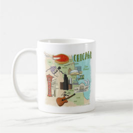 Taza De Café Mapa de mapa ilustrado de Chicago