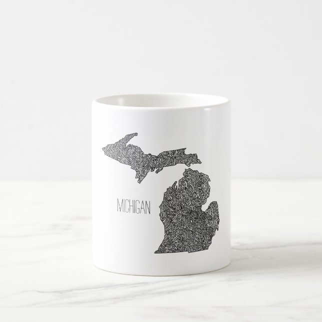 Taza De Café Mapa de Michigan (Centro)