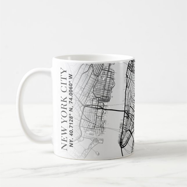 Taza De Café Mapa de Nueva York | Café Mug (Izquierda)