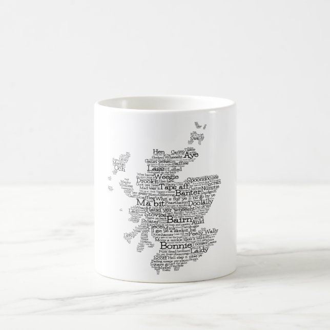 Taza De Café Mapa de palabras en jerga escocesa (Centro)