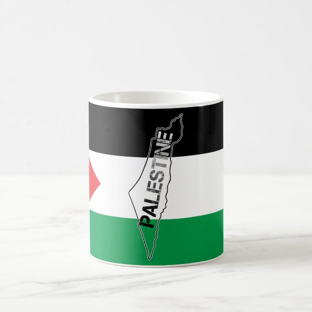 Taza De Café Mapa de Palestina Libre con bandera palestina (Centro)