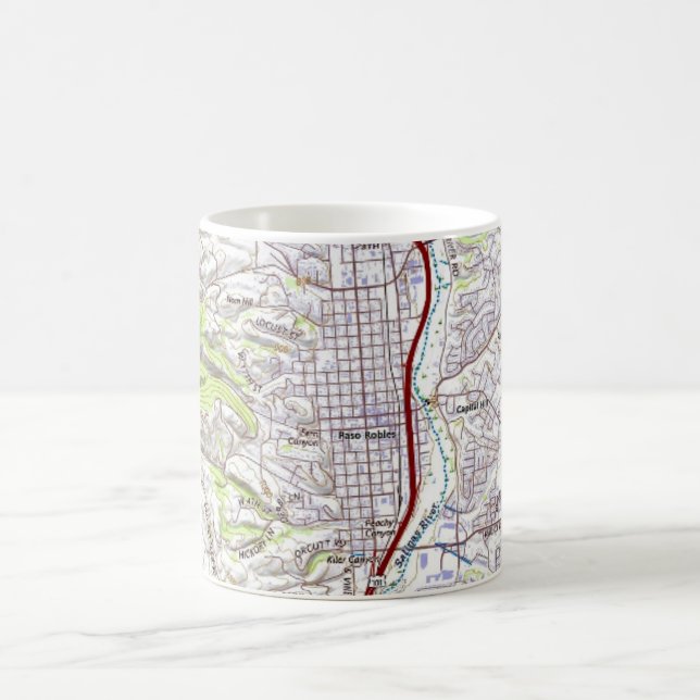 Taza De Café Mapa de Paso Robles, California (Centro)