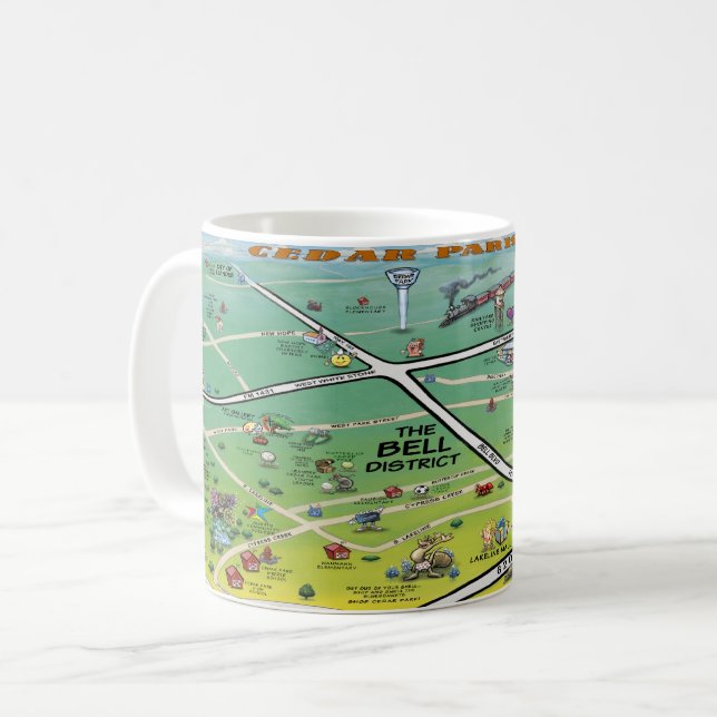 Taza De Café Mapa de Personalizados de Cedar Park Texas (Anverso izquierdo)