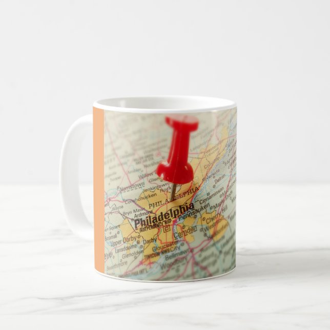 Taza De Café Mapa de pinzas de Filadelfia (Anverso izquierdo)