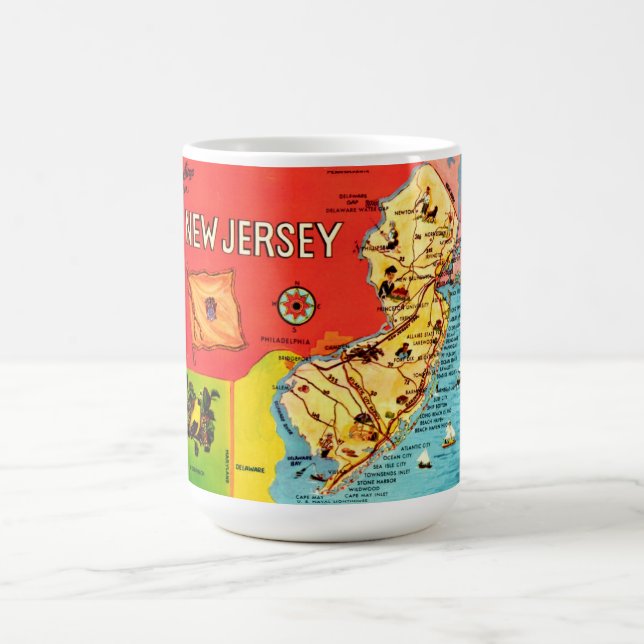 Taza De Café Mapa de playas de Nueva Jersey (Centro)