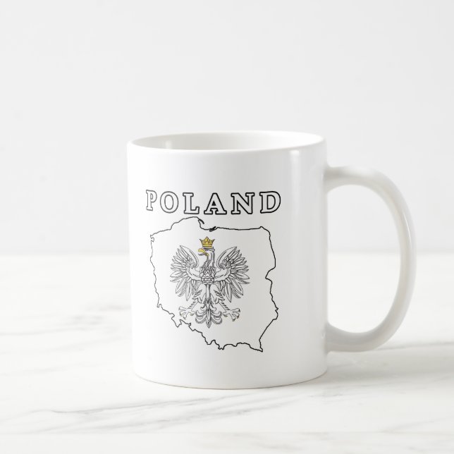 Taza De Café Mapa de Polonia con águila (Derecha)