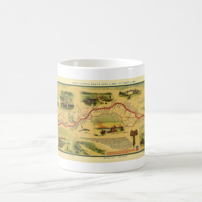 Taza De Café Mapa de Pony Express de Guillermo Henry Jackson (Centro)