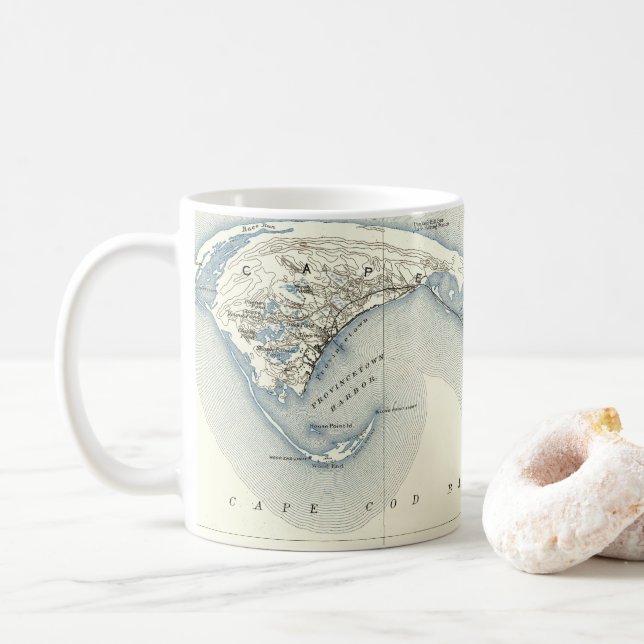 Taza De Café Mapa de Provincetown Cape Cod Massachusetts (Con donut)