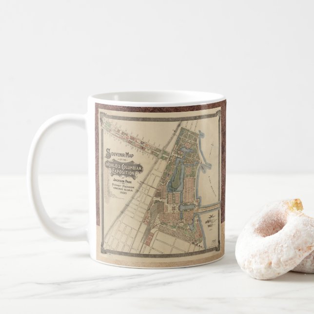 Taza De Café Mapa de recuerdo de la Feria Mundial de Chicago, 1 (Con donut)