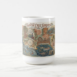 Taza De Café Mapa de sueños de Santa Cruz California UCSC Surfi