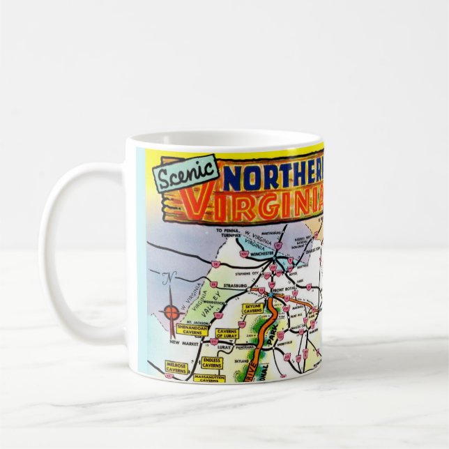 Taza De Café Mapa de tarjeta postal antiguo de Virginia (Izquierda)