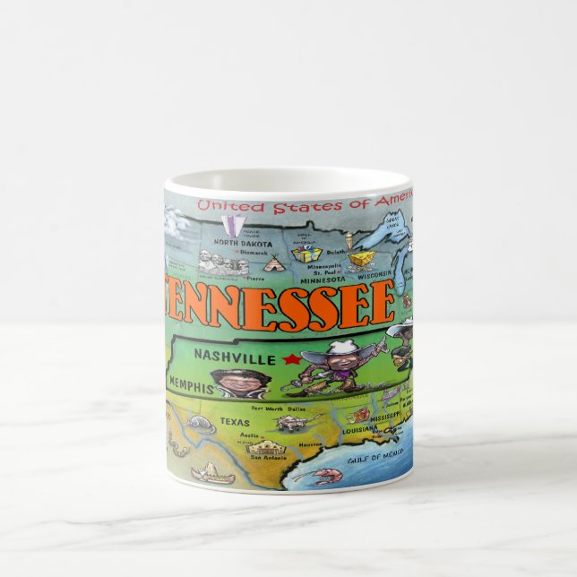 Taza De Café Mapa de Tennessee los E.E.U.U. (Centro)