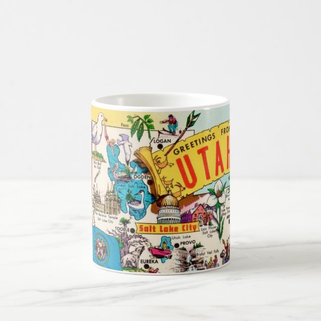 Taza De Café Mapa de Utah vintage (Centro)