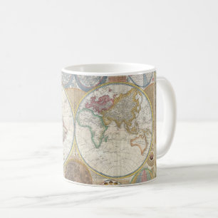 Taza De Café Mapa de viaje mundial geografía antigua vintage