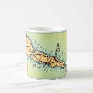Taza De Café Mapa del Condado de Door de Wisconsin Verde y Dora