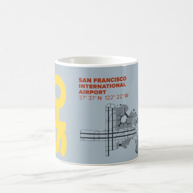 Taza De Café Mapa del diagrama del aeropuerto de San Francisco (Centro)