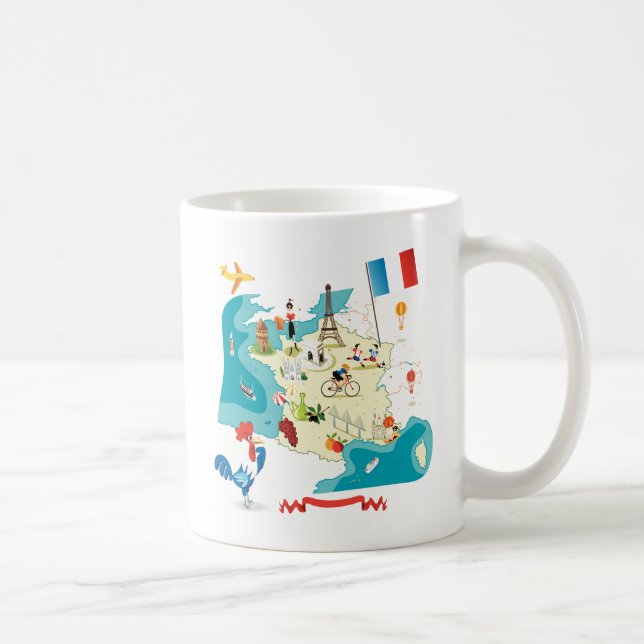 Taza De Café Mapa del dibujo animado de Francia (Derecha)