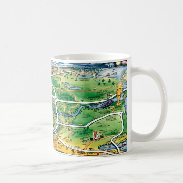 Taza De Café Mapa del dibujo animado de Houston Tejas (Derecha)