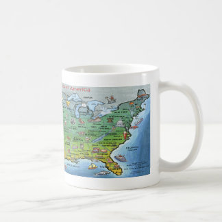 Taza De Café Mapa del dibujo animado de los E.E.U.U.