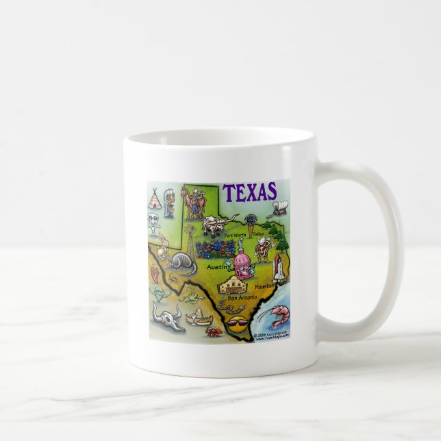 Taza De Café Mapa del dibujo animado de TEJAS (Derecha)