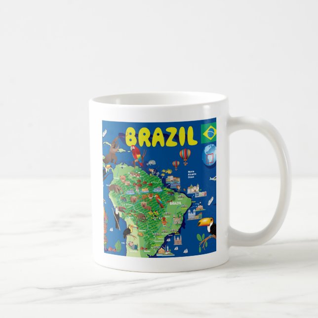 Taza De Café Mapa del dibujo animado del Brasil (Derecha)