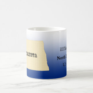 Taza De Café Mapa del estado de Dakota del Norte con la ciudad