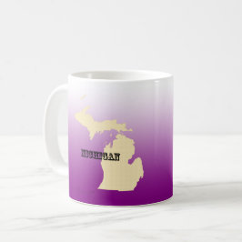 Taza De Café Mapa del estado de Michigan con la ciudad