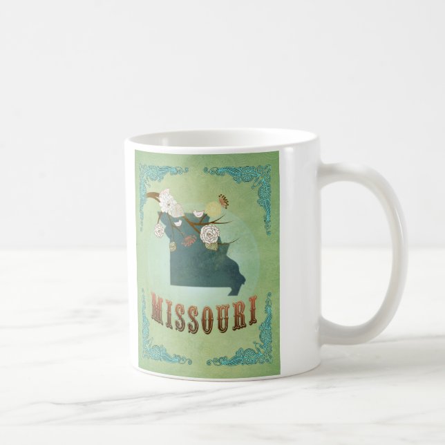 Taza De Café Mapa del estado de Missouri - verde (Derecha)