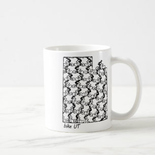 Taza De Café Mapa del estado de Utah en bicicleta minimalista d