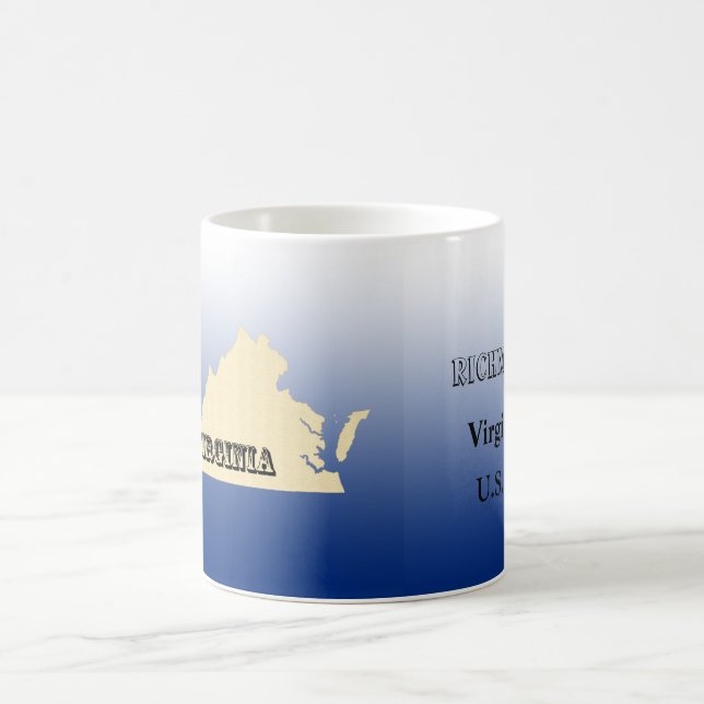 Taza De Café Mapa del estado de Virginia con la ciudad (Centro)