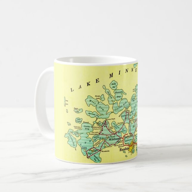 Taza De Café Mapa del lago Minnetonka (Anverso izquierdo)