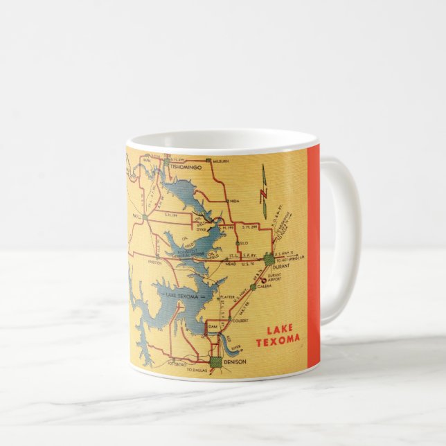 Taza De Café Mapa del Lago Texoma (Anverso derecho)