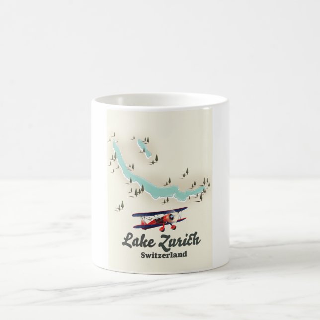 Taza De Café mapa del lago Zurich Suiza (Centro)