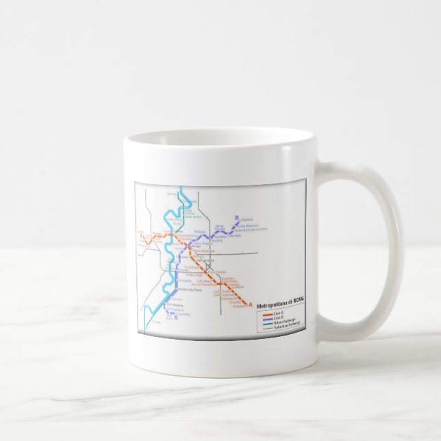 Taza De Café Mapa del metro de Roma (Derecha)