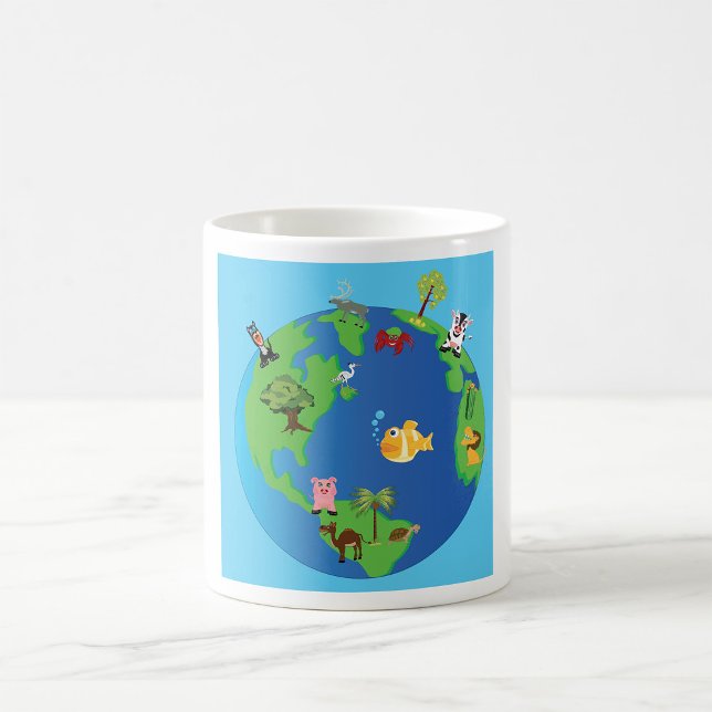 Taza De Café Mapa del mundo animal Ilustracion de vida salvaje (Subido por el creador)